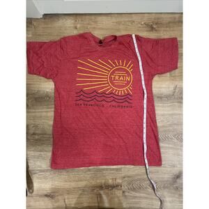 Train The Music Band T-Shirt Sunshine New Red Heather Cotton Merch Size Large